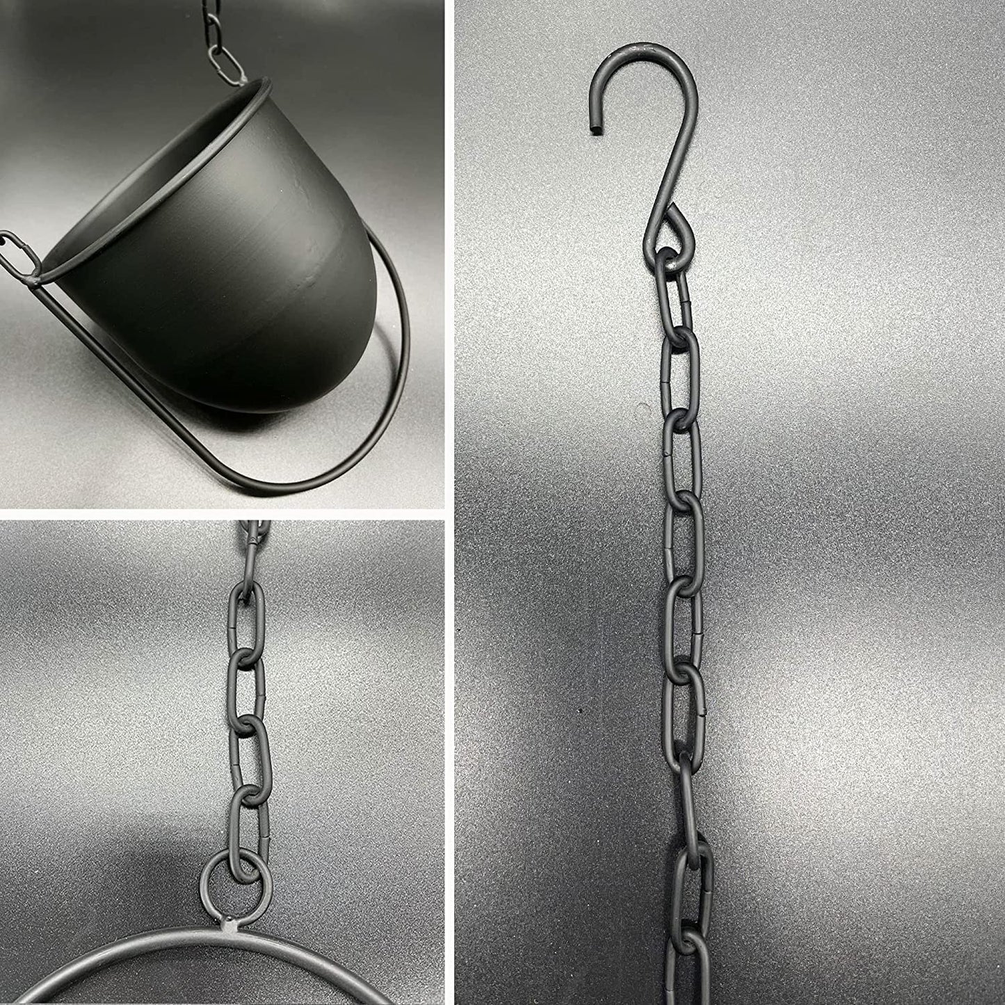 JUSUFU Metal Hanging Planters, 2pcs Black Hanging Planters for Indoor & Outdoor Plants, No Plant incld