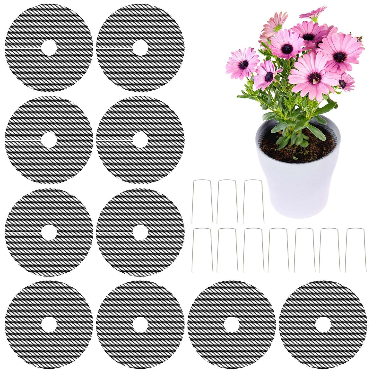 ANNASAMDO, 10 Pack Plant Pot Cover 1.8 Inch Plant Protectors from Animals Cuttable Round Pot Grid for Indoor Outdoor Plants