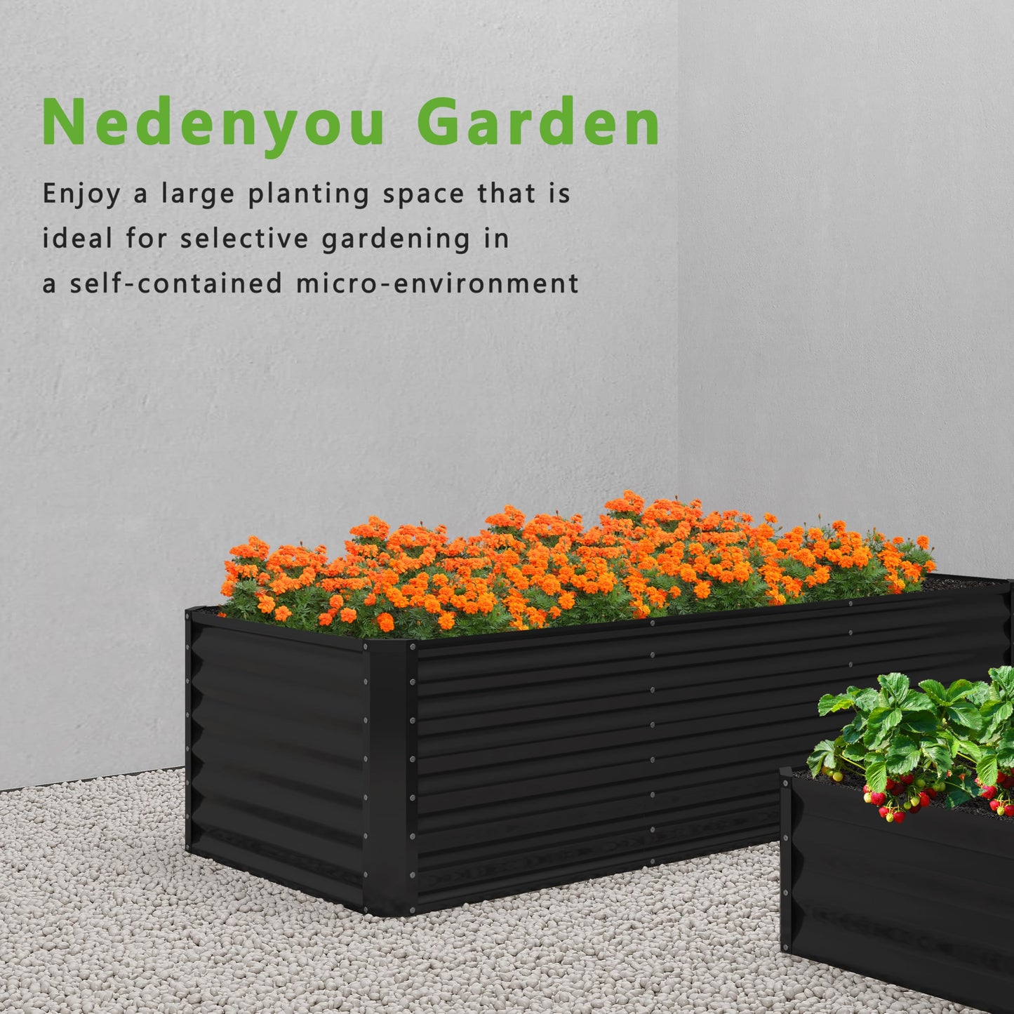 Nedenyou 6x2x2FT Galvanized Raised Garden Bed,Planter Raised Beds-Metal Garden Box,Large Plant for Outdoor Planting, Vegetables Bed，Flower,herb-Black
