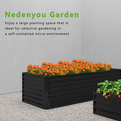 Nedenyou 6x2x2FT Galvanized Raised Garden Bed,Planter Raised Beds-Metal Garden Box,Large Plant for Outdoor Planting, Vegetables Bed，Flower,herb-Black