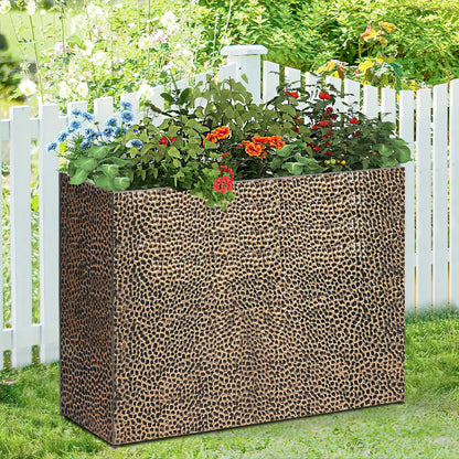 BAYN 32x12x24 Inch Rectangular Metal Planter Box – Copper Hand-Hammered Metal Planter with Pre-Drill Holes, Heavy Duty Outdoor Garden Planter for Patio, Porch, Yard