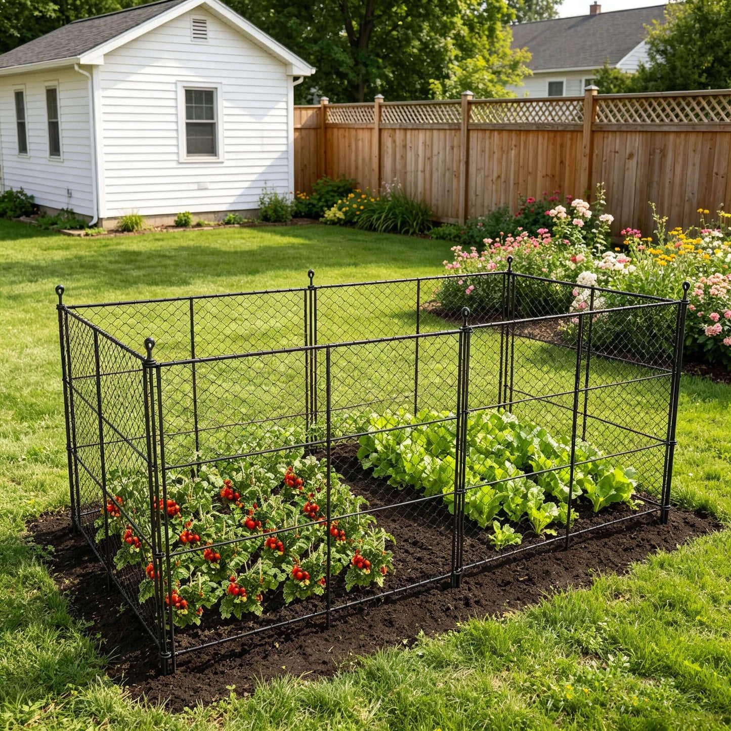 6 Panels Chicken Wire Plant Protectors, 14.26ft(L) x 24in(H) Plant Protectors from Animals, Raised Garden Bed Fencing, Garden Protection Bunny Barricades from Chicken Squirrels for Vegetables