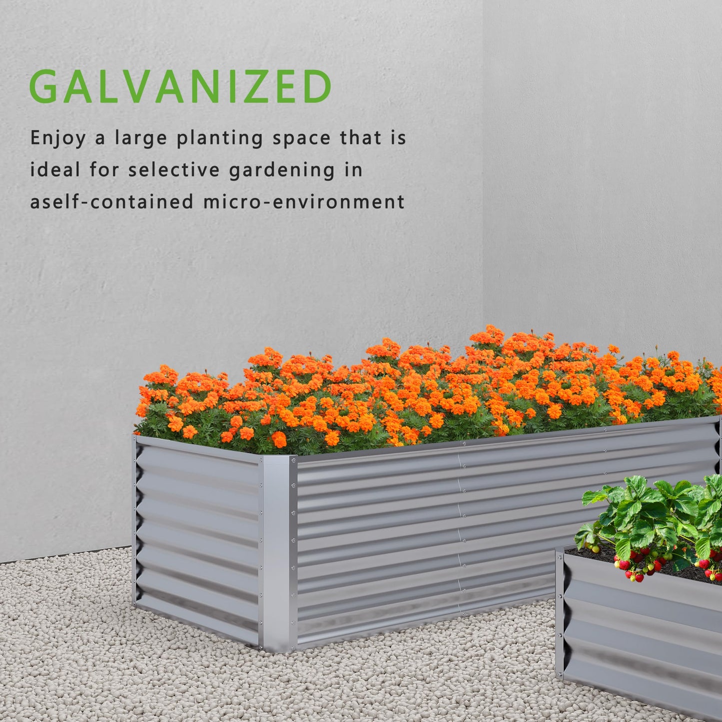 Nedenyou 8x4x2FT Galvanized Raised Garden Bed,Planter Raised Beds-Metal Garden Box,Large Plant for Outdoor Planting, Vegetables Bed，Flower,herb-Silver