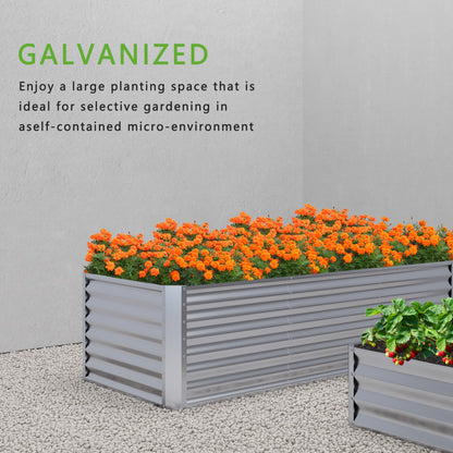 Nedenyou 8x4x2FT Galvanized Raised Garden Bed,Planter Raised Beds-Metal Garden Box,Large Plant for Outdoor Planting, Vegetables Bed，Flower,herb-Silver