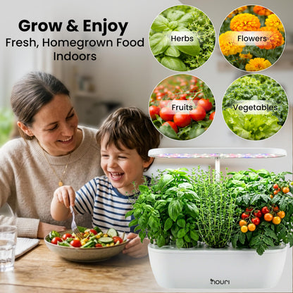 Nouri Hydroponics Growing System, 12 pod APP Smart Indoor Herb Garden Kit with LED Grow Lights, Hydroponic Herb Garden Indoor for Plant Lovers, Gardeners, Kitchen, Basil Seeds Included
