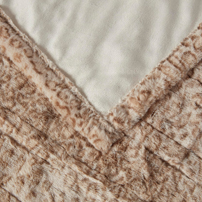 Beautyrest Zuri Reversible Faux Fur to Mink Electric Blanket, Auto Shut Off, Virtually Zero EMF, Multi Heat Setting, UL Certified, Machine Washable, Natural Marble Throw 50x70