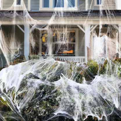 KatchOn, Glow in The Dark Halloween Spider Web - Halloween Glow in The Dark Decor | Super Stretch Cobweb for Creepy Party Supplies | Creepy Decorations Indoor Outdoor