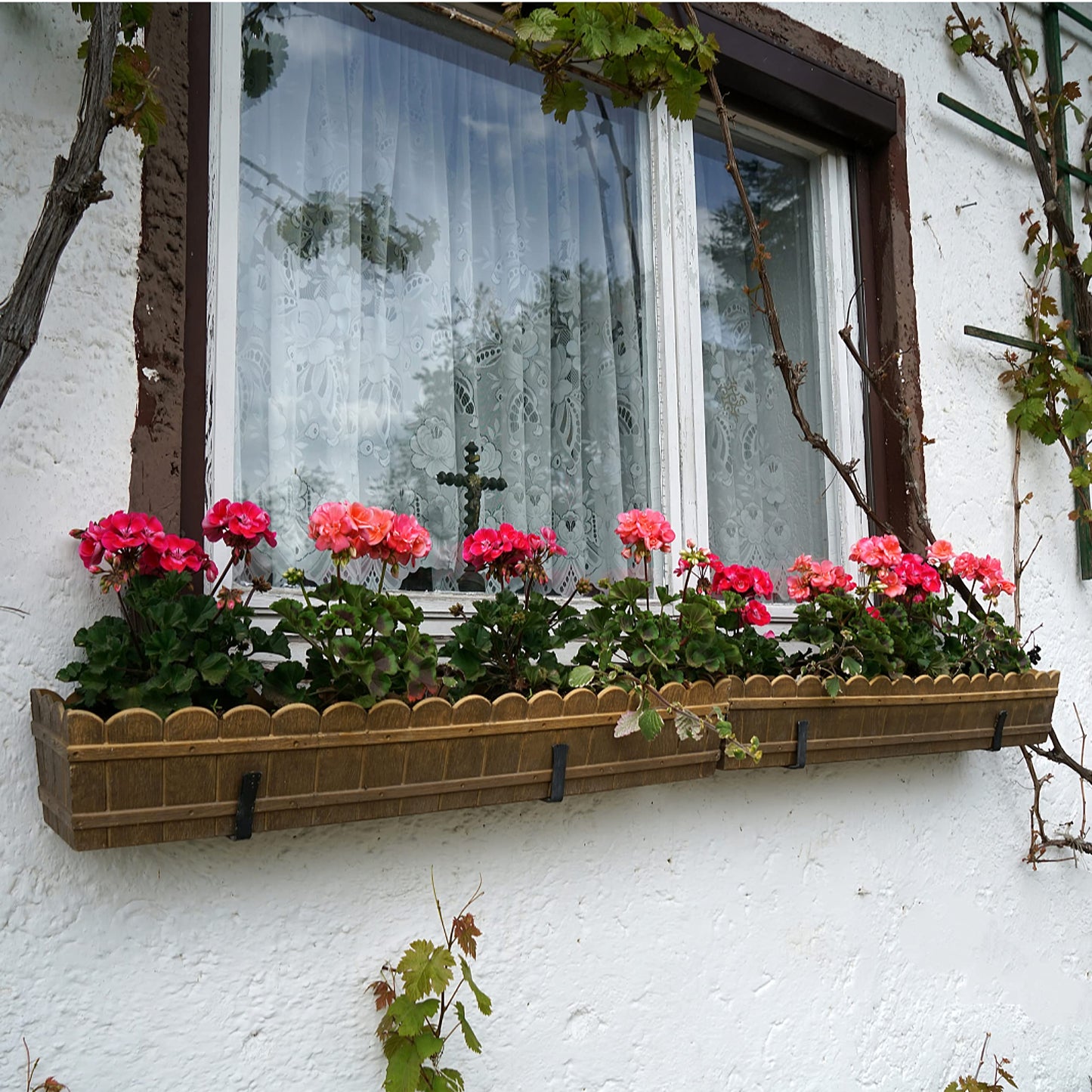 Maotong Adjustable Window Planter Box Brackets 6 Pack, Heavy Duty Wall Mount Flower Box Holder for Planter Box Depth (Front to Back) 6 to 12 Inches, Black