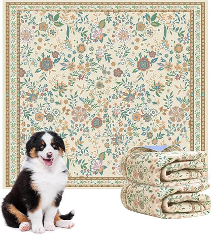 Washable Pee Pads for Dogs, 2 Pack Super Absorbent Reusable Puppy Pads with Colorful Flowers Patterns for Potty Training, Floor, Couch, Bed, and Crate,36"x 48"