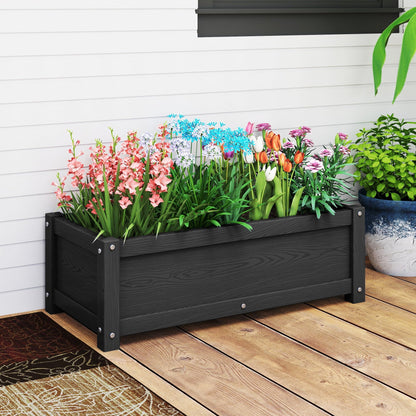 KETOYARK HDPE Raised Planter Box Outdoor,Rot-Resistant and Non-Cracking,Small Raised Beds for Gardening 29.5 * 14.4 * 9.8 in for Yard,Lawn,Outdoor Planter Boxes Rectangle with Drainage Holes Black