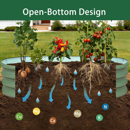 Gartist 2 Pack Raised Garden Bed Kits, 4x2x1FT Green Oval Galvanized Outdoor Planter Beds, Easy Assembly Metal Raised Bed for Vegetables, Flowers & Herbs