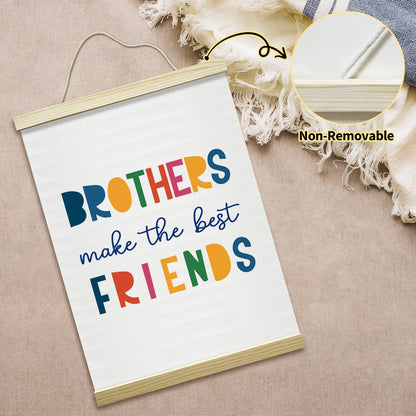 mermermu Brothers Make The Best Friends Poster Hanger Frame, Canvas Posters Wall Art for Toddlers Boys Room Bedroom Playroom Nursery Decor, 12x16 Inches -014