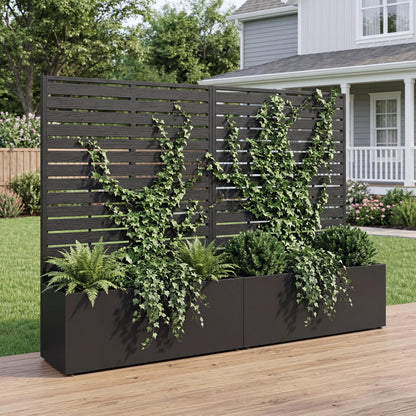 seethmi Metal Raised Garden Bed with Trellis, 35"x16"x47" Planter Box for Vegetables & Climbing Plants, Outdoor HDPE Privacy Screen Planter with Drainage Holes for Patio, Backyard, Garden