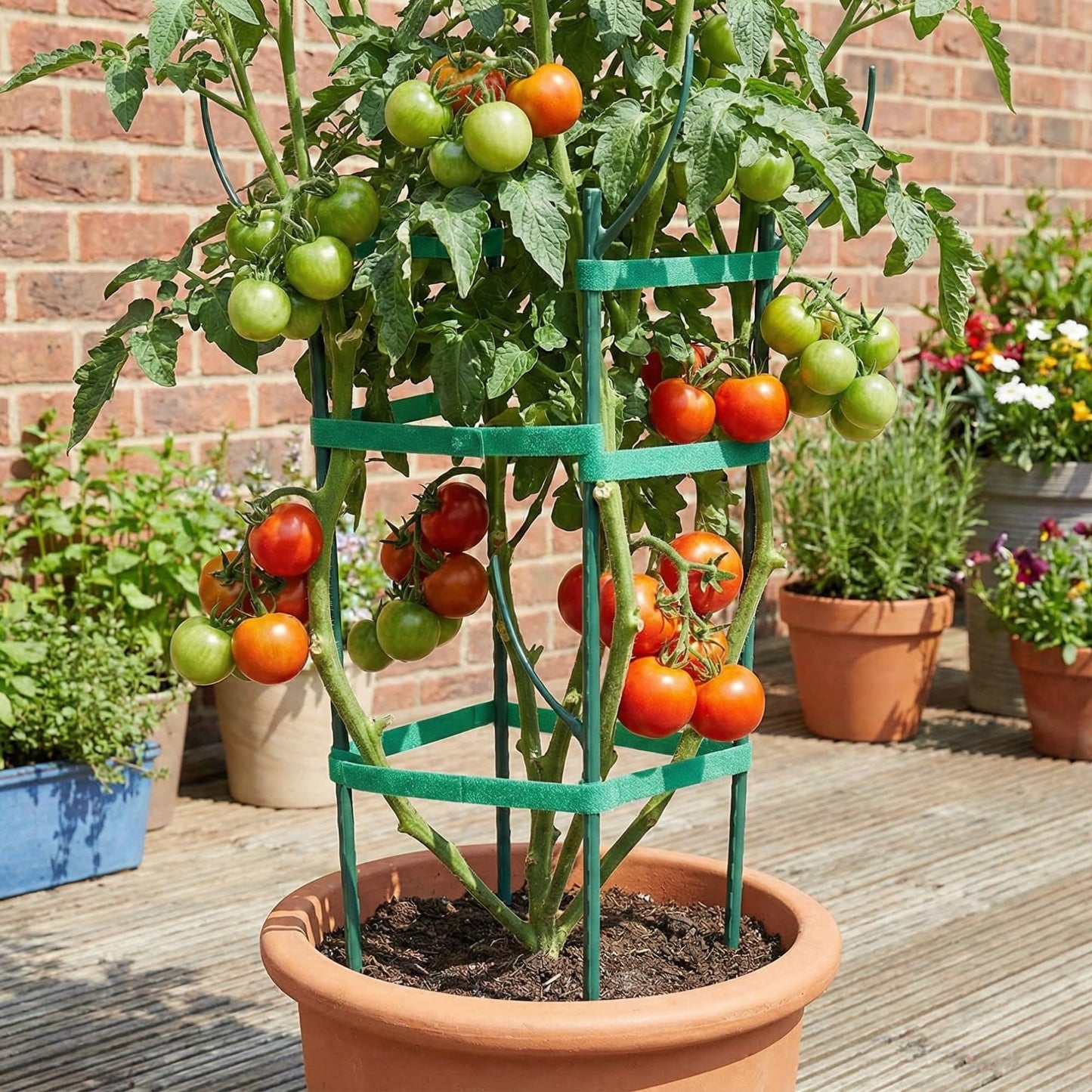 Stackable Plant Support Stakes Kit, 10 Pack Garden Plant Stakes with 20m Tie Wire & 2m Velcro Straps, Adjustable Plastic Trellis Support Frame for Climbing Plants, Vines, Indoor Outdoor Pots