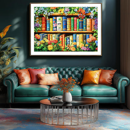 MINIWAN 500 Piece Jigsaw Puzzles for Adults & Seniors - Garden Library Floral Bookshelf Puzzle, 23"x15" Adult Puzzle with Letters on Back, Unique Shaped Pieces, Home Decor & Gift