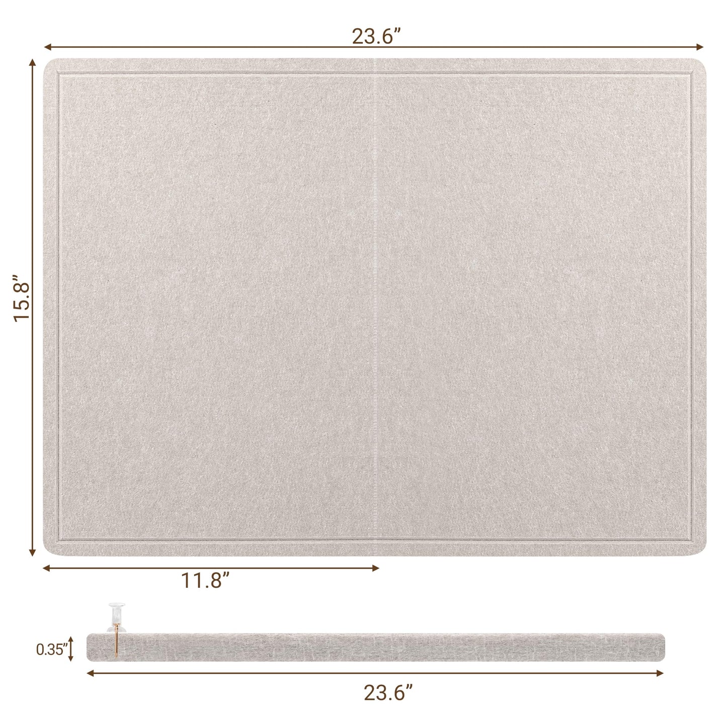 AKTOP Bulletin Board, 24" x 16" Foldable Felt Notice Pin Board for Wall, Decorative CorkBoard Photo Display Board with Self-Adhesive Tape, Vision Board Cork Board Alternative with 25 Pushpins - Latte