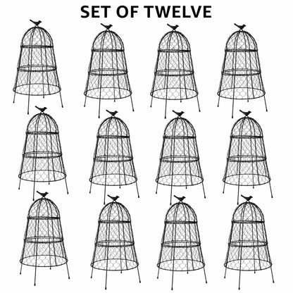 DHAMPOOH Pack of 12 Heavy-Duty Chicken Wire Plant Cloches – Rustproof Garden Protectors and Plant Cages for Vegetables and Flowers – Safeguard Plants from Deer and Critters – 20” x 12”