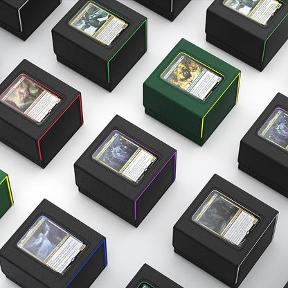 ZLCA MTG Commander Deck Box, Card Deck Box for Trading Card, Holds 110+ Double Sleeved Cards Fits for TCG CCG Magic Cards with 2 Dividers (Green & Yellow)
