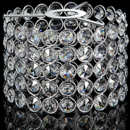 Boao Crystal Lamp Shade Chandelier, Warm White, 7 x 7 x 4.3 Inch, Silver, Model: Boao-Pendant Lights-p1432