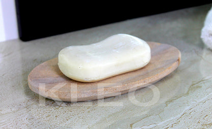 Stonkraft Natural Water Absorbent & Rigged Soap Dish Soap Holder Made of Natural Stone - Unique Bath Bathroom Accessories (Oval)