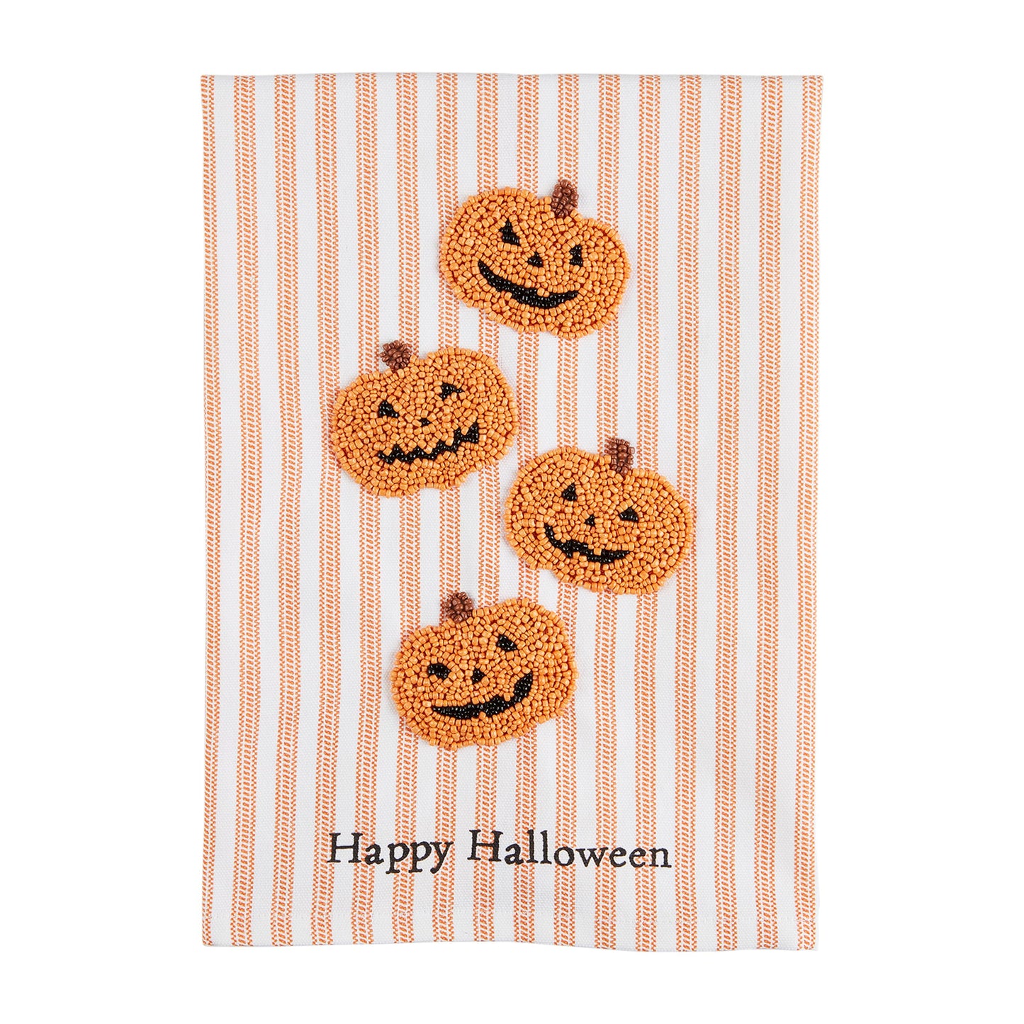 Mud Pie Halloween Bead Towel, Pumpkin, 26" x 14"
