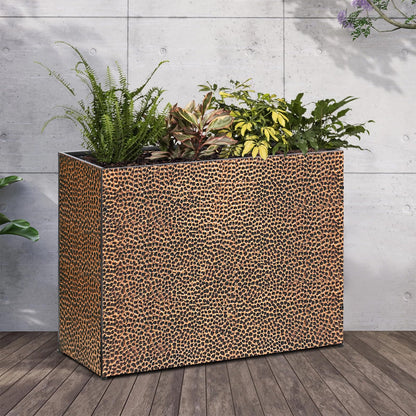 BAYN 32x12x24 Inch Rectangular Metal Planter Box – Bronze Hand-Hammered Metal Planter with Pre-Drill Holes, Heavy Duty Outdoor Garden Planter for Patio, Porch, Yard