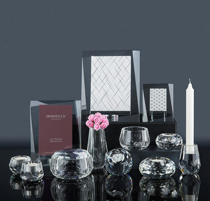 Donoucls Crystal Votive Tealight Candle Holders Home Decorations for Christmas Wedding Table 2.5" Diameter x 1.8" High Set of 2