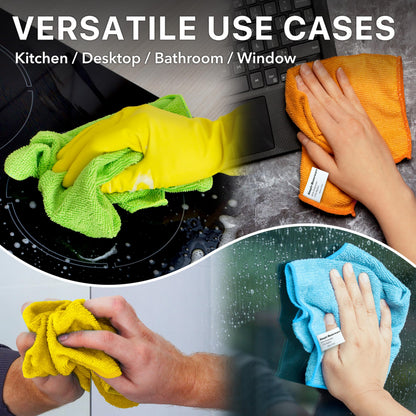 Simple Houseware Microfiber Cleaning Cloth 50 Pack, 12" x 16", 4 Colors