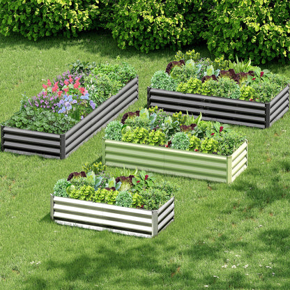 Ayen Guard 2PCS 6x3x1FT Galvanized Raised Garden Bed, Galvanized Planter Raised Garden Boxes Outdoor, Large Metal Raised Garden Beds for Vegetables-Green