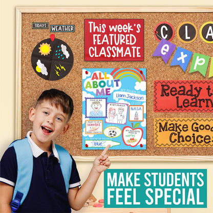 Hadley Designs All About Me Posters for Classroom Must Haves - 20 Star Student Poster, 100 Days of School Items, Star of The Week Poster Elementary Classroom Decor, End of School Year Teacher Supplies