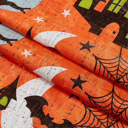 Newbridge Halloween Scream 60 x 84 Inch Oval Vinyl Tablecloth with Flannel Backing, Haunted House Ghost and Bat Design, Easy Care Wipe Clean Halloween Table Cover