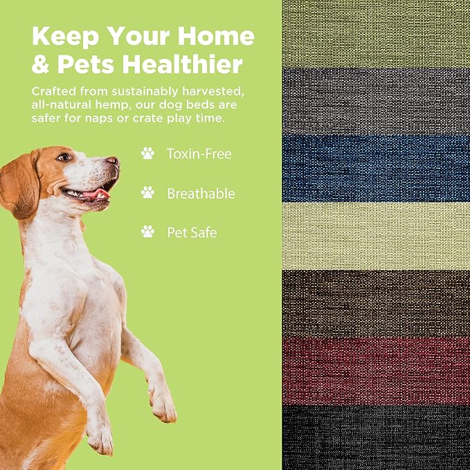 XX-Small - 18 x 12 x 4 - Blueberry Premium Organic Hemp Dog Bed - CertiPUR Fill - Removeable Cover