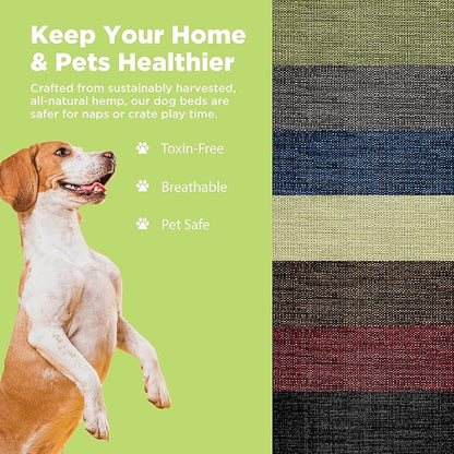 XX-Large - 54 x 36 x 6 - Cranberry Premium Organic Hemp Dog Bed - CertiPUR Fill - Removeable Cover