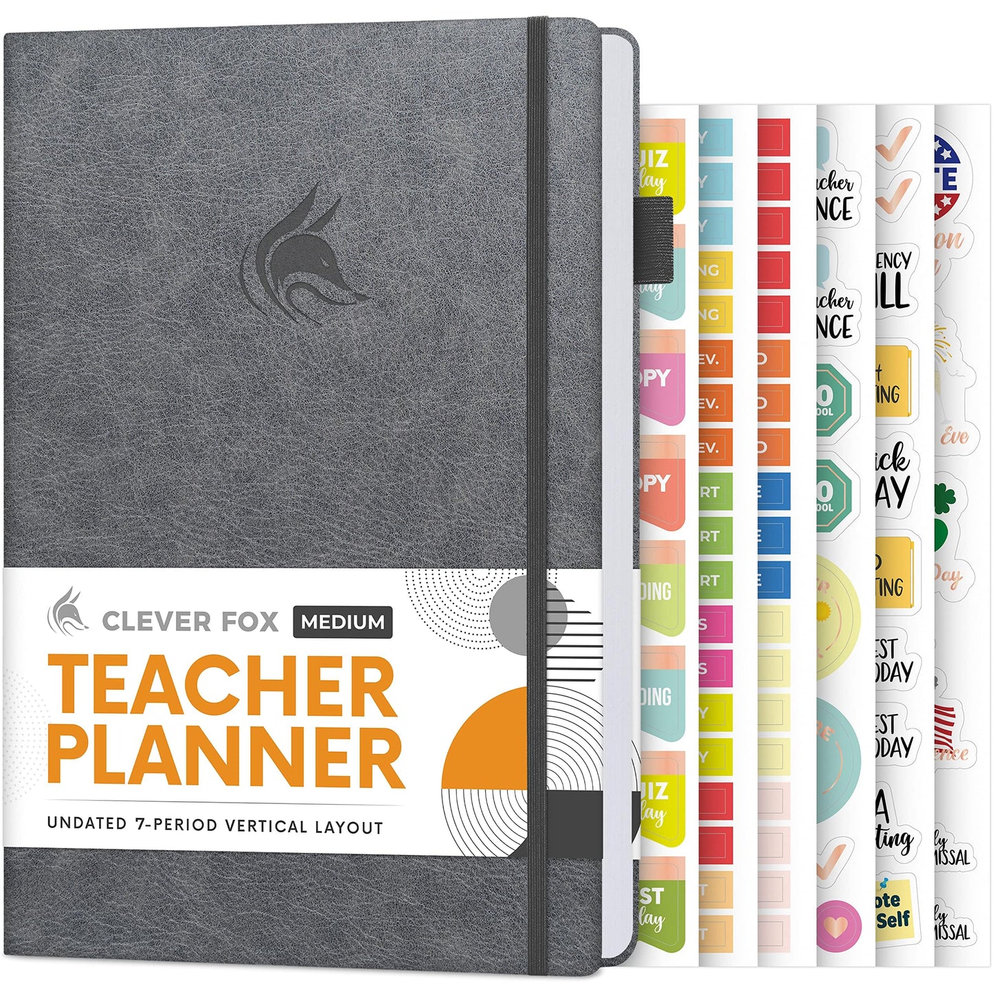Clever Fox Teacher Planner – School Year Planner with Calendars & Lesson Plans – Teacher Plan Book for Classroom & Homeschool Organization - Undated, A5 Size, Hardcover (Gray)