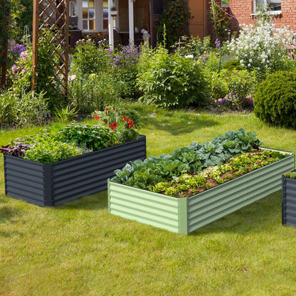 Galvanized Raised Garden Bed Box Outdoor 17" Tall Raised Garden Beds Outdoor Garden Planter Outdoor Garden Boxes Outdoor Raised Metal Raised Garden Beds for Vegetables 96"X48"X17", Mint Green