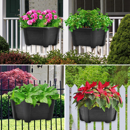 ORIMERC 9.8 inch 3 Pack Wall Hanging Planters Pots for Indoor Plants Wall Plants Holder with Drainage Hole Balcony Planters Railing Hanging Pot Fence Vertical Living Mount Outdoor with Hooks/Screws