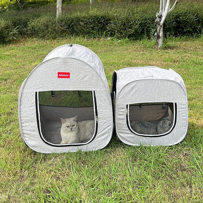 Portable Cat Playpen, Pop-up 2-in-1 Crate Playpen with Litter Box Area for Travel Indoor Outdoor, Foldable Pet Playpen Enclosed for Kitten Puppy Rabbit Hamster Small Animals