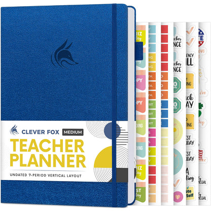 Clever Fox Teacher Planner – School Year Planner with Calendars & Lesson Plans – Teacher Plan Book for Classroom & Homeschool Organization - Undated, A5 Size, Hardcover (Mystic Blue)