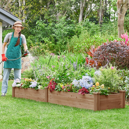 Yaheetech 8x2ft Wooden Horticulture Raised Garden Bed Divisible Elevated Planting Planter Box for Flowers/Vegetables in Backyard/Patio Outdoor, Dark Brown, 95 x 25 x 11in