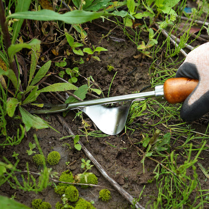 Weed Puller Heavy Duty Japanese Steel with Wood Handle, Hand Weeding Tool, Manual Weeder for Garden, Quick and Easy Weed Pull Tool, Made in Japan, Silver