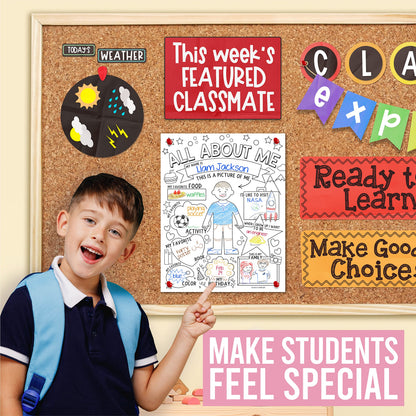 Hadley Designs All About Me Posters for Classroom Must Haves - 20 Star Student Poster, 100 Days of School Items, Star of The Week Poster Elementary Classroom Decor, End of School Year Teacher Supplies
