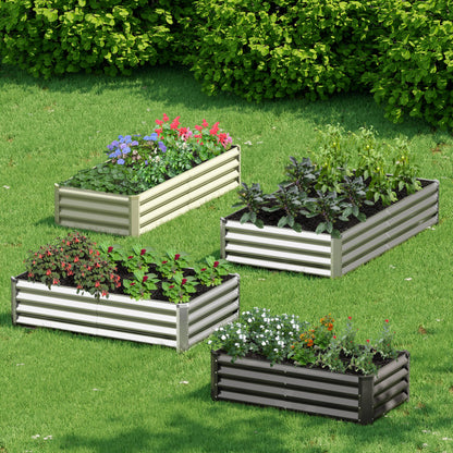 Ayen Guard 2PCS 4x2x1FT Galvanized Raised Garden Bed, Galvanized Planter Raised Garden Boxes Outdoor, Large Metal Raised Garden Beds for Vegetables-Grey