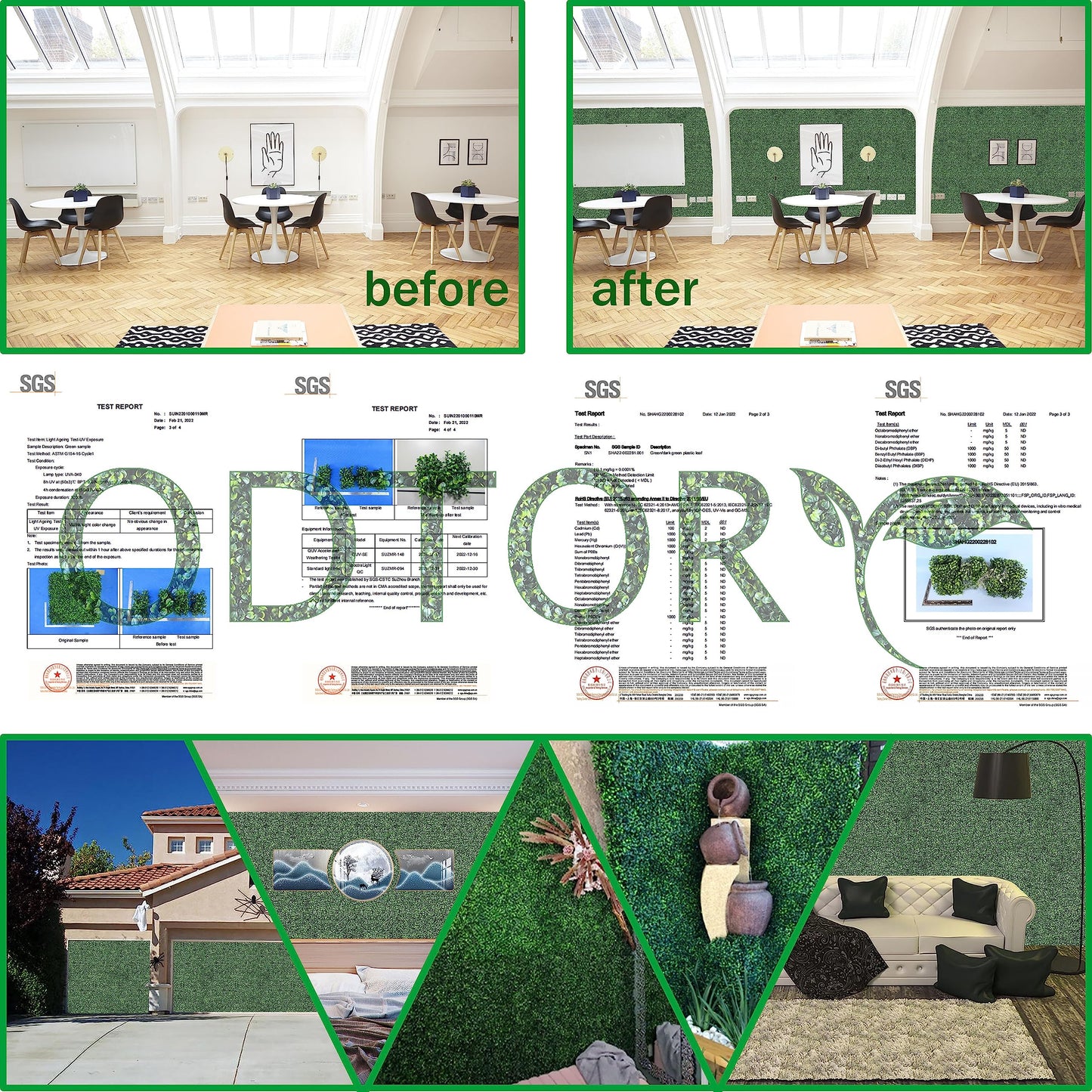 ODTORY Artificial Grass Wall Panel Backdrop,10 X 10 in 25P(17.5 sqft) UV-Anti Greenery Boxwood Panels for Indoor Outdoor Green Wall Decor & Ivy Fence Covering Privacy