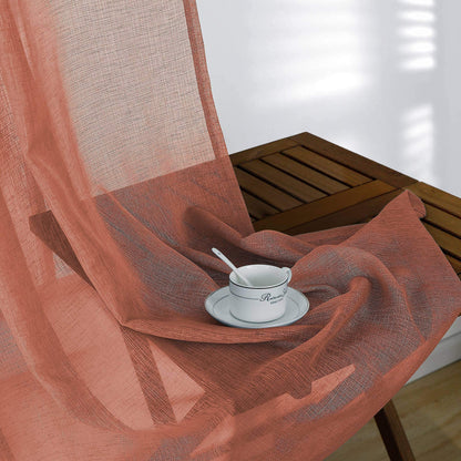 Terracotta Curtains Extra Long for Living Room 2 Panels Rod Pocket Home Fashion Airy Elegant Sheer Window Drapes for Patio Sliding Door French Dining Doorway Wedding Backdrop Home Decor 52 x 108 Inch
