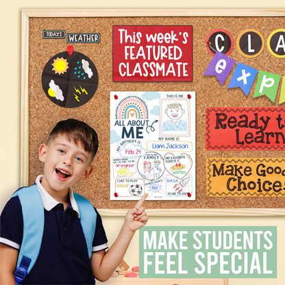 Hadley Designs All About Me Posters for Classroom Must Haves - 20 Star Student Poster, 100 Days of School Items, Star of The Week Poster Elementary Classroom Decor, End of School Year Teacher Supplies