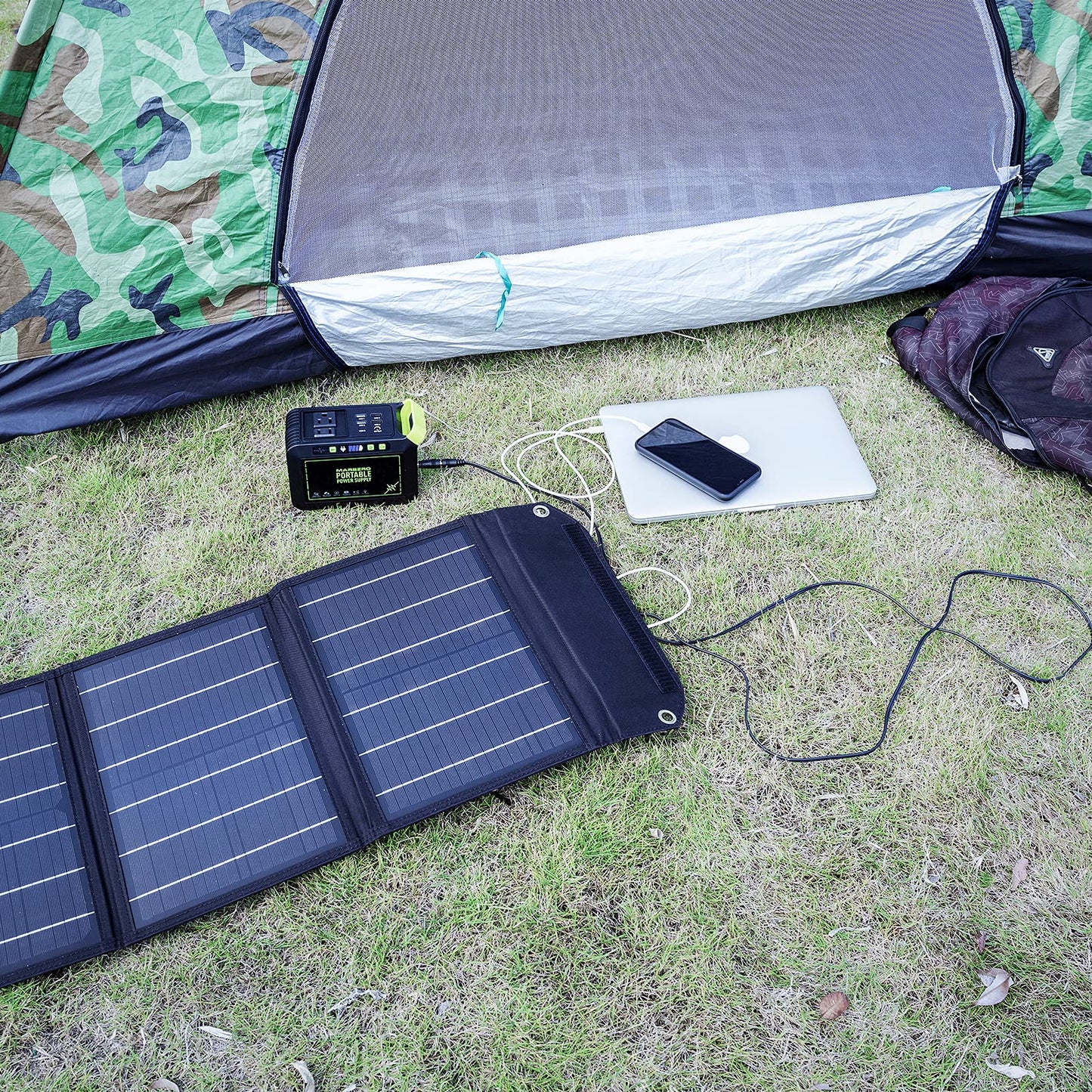 MARBERO Portable Solar Panel 30W Solar Panel Charger 23% High Efficiency Foldable Solar Panels QC3.0 USB & DC Port Compatible with Cell Phone Ipad Laptop IP65 Waterproof for Camping Outdoor Cloudy