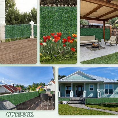 ODTORY Artificial Boxwood Wall Panels 20x20 inch 8Pcs, UV-Anti Faux Greenery Grass Hedge for Privacy Screen，Fake Ivy Plant Fence for Outdoor Garden, Backyard, Balcony, and Indoor Home Decoration