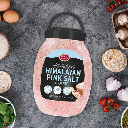 Himalayan Pink Salt Coarse Grain 7LB Jar - Pure & Natural | Mineral-Rich | Ideal for Grinder Refills, Cooking & Seasoning - By Spicy World