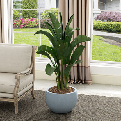 Kante 11.8" Dia Round Concrete Planter, Outdoor/Indoor Large Bowl Plant Pots with Drainage Hole and Rubber Plug for Garden Patio Balcony Home, Gray