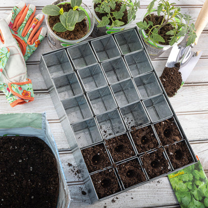 Kings County Tools Seed Starter Tray - Galvanized Steel Metal Seedling Tray with 24 Plant Starter Pots for Planting Seeds - Germination Kit for Sprouting, Greenhouse Accessories and Gardening Gifts